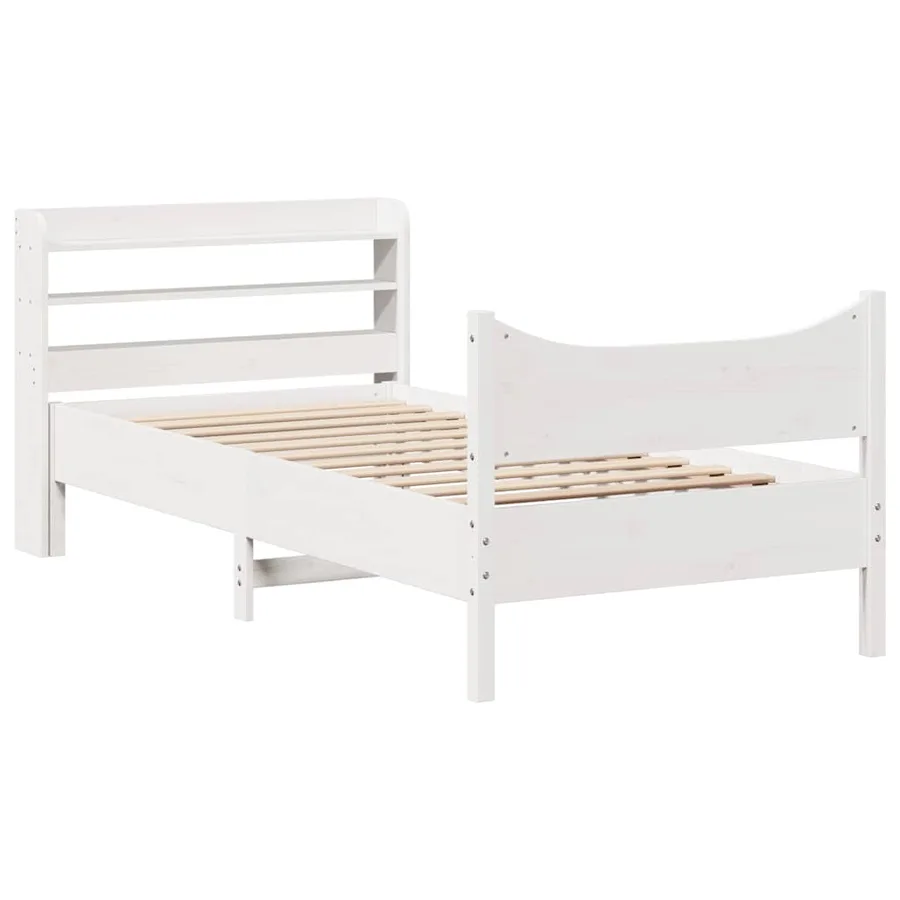 Cadre de lit avec tête de lit blanc 75x190cm bois de pin massif - 2