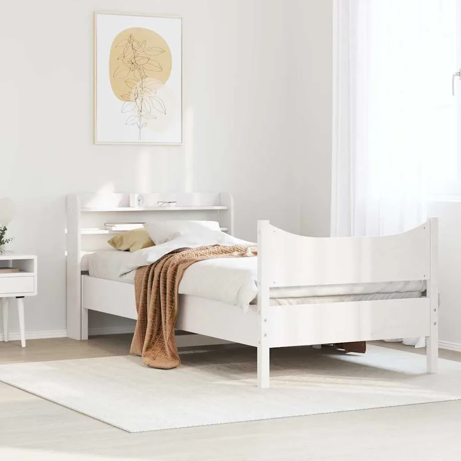 Cadre de lit avec tête de lit blanc 75x190cm bois de pin massif - 3