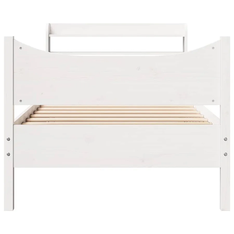 Cadre de lit avec tête de lit blanc 75x190cm bois de pin massif - 4