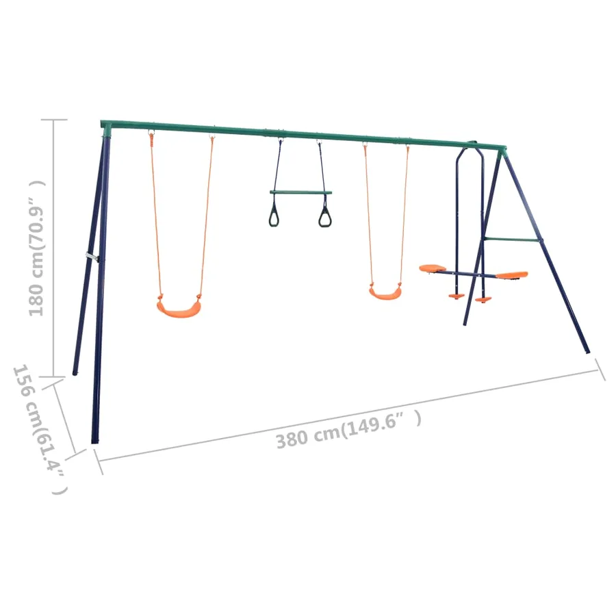 Ensemble de balançoire et anneaux de gymnastique 4 places Acier - 10