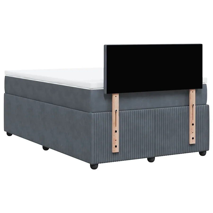Sommier à lattes de lit et matelas Gris foncé 120x200cm Velours - 8