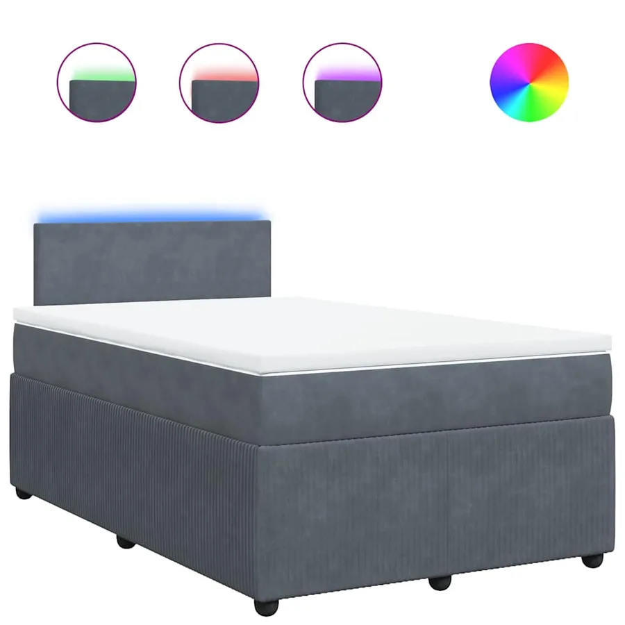 Sommier à lattes de lit et matelas gris foncé 120x190cm velours - 2