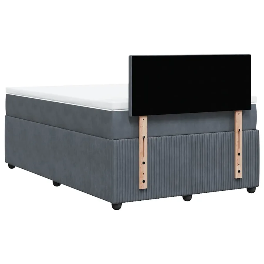 Sommier à lattes de lit et matelas gris foncé 120x190cm velours - 8