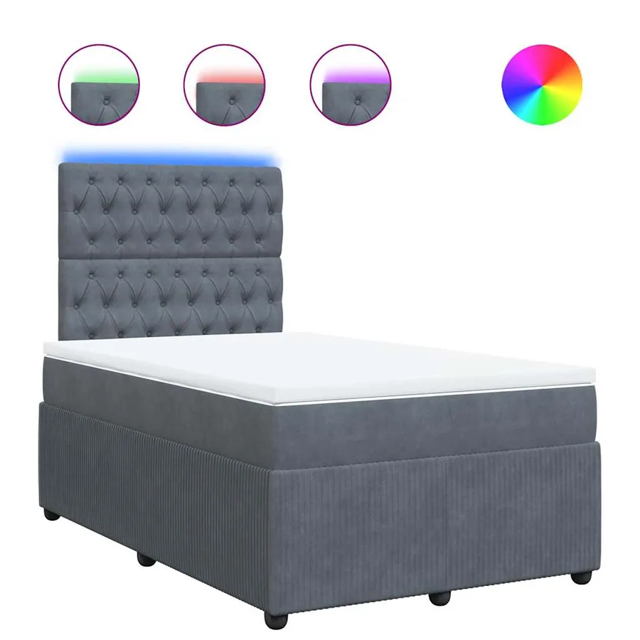 Sommier à lattes de lit et matelas gris foncé 120x190cm velours - 2