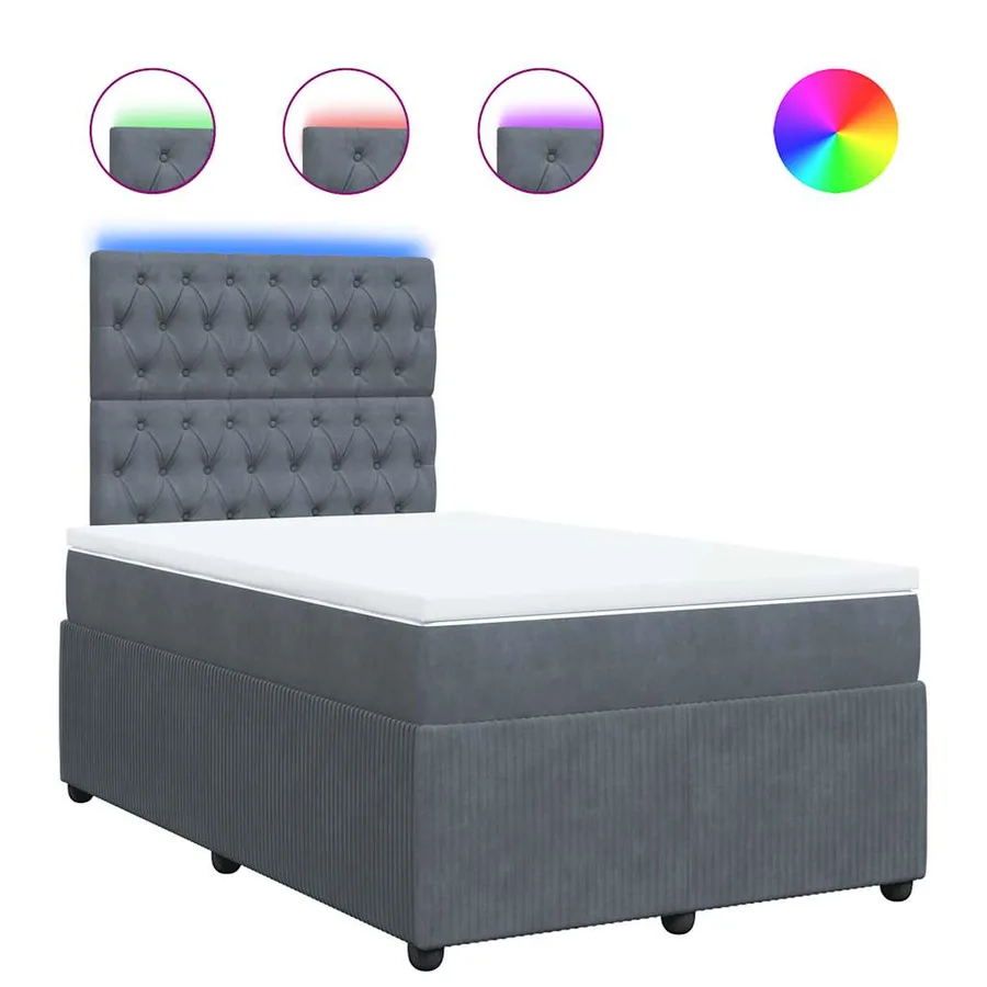 Sommier à lattes de lit et matelas Gris foncé 120x200cm Velours - 2
