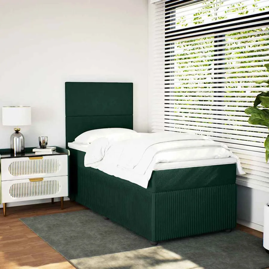 Sommier à lattes de lit avec matelas Vert foncé 90x190 cm - 5