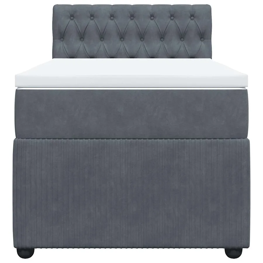Sommier à lattes de lit et matelas Gris foncé 90x190 cm Velours - 4
