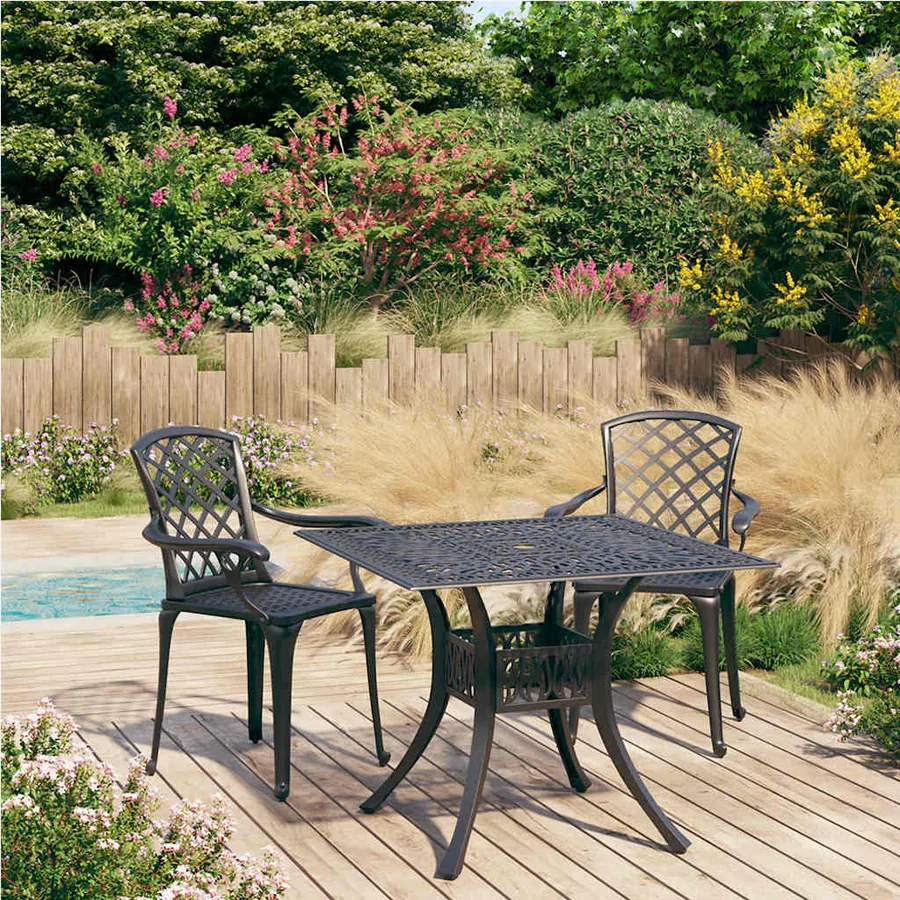 Ensemble de bistro 3 pcs Aluminium coulé Noir