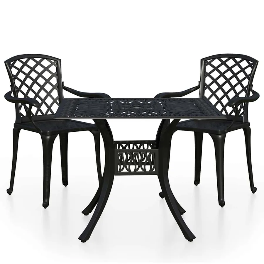 Ensemble de bistro 3 pcs Aluminium coulé Noir - 2