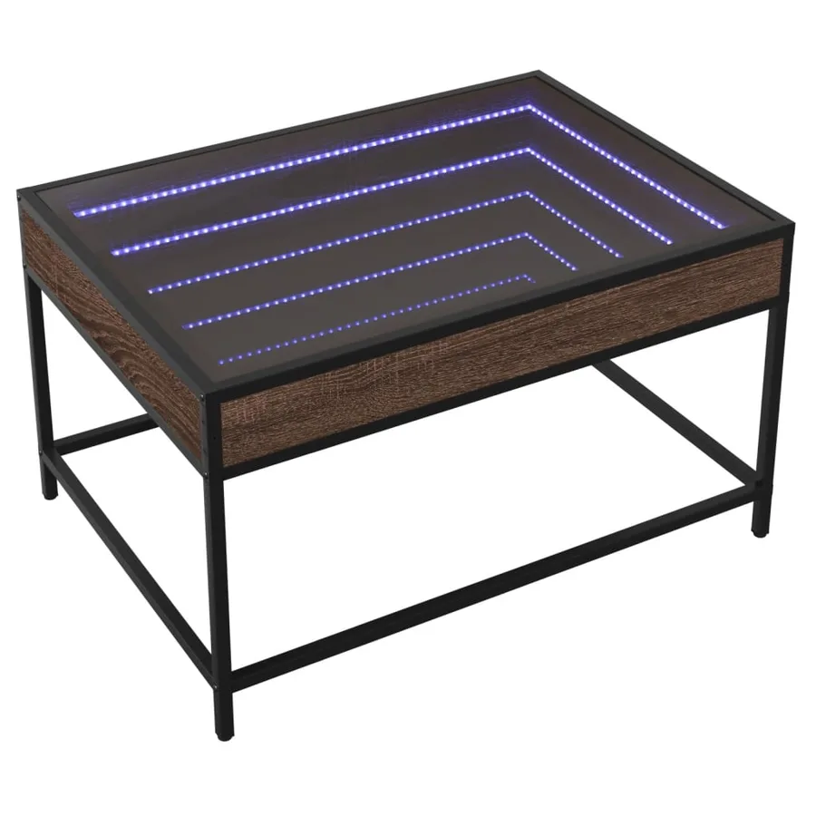 Table basse avec LED infini chêne marron 70x50x41 cm - 3