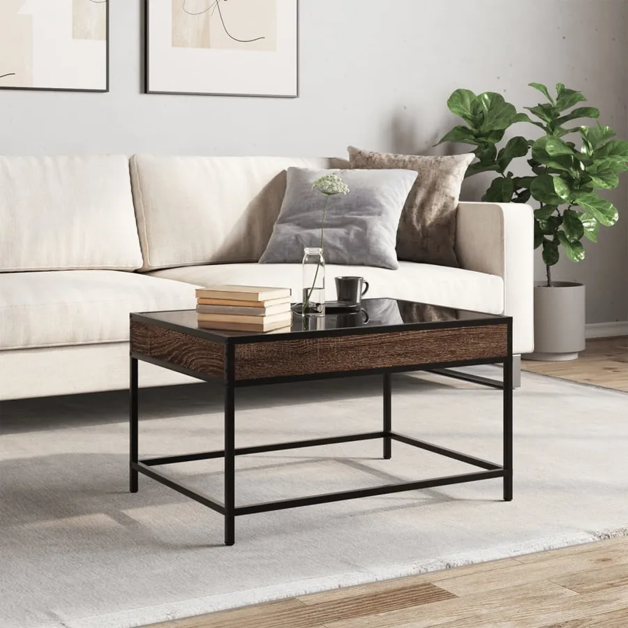 Table basse avec LED infini chêne marron 70x50x41 cm - 4