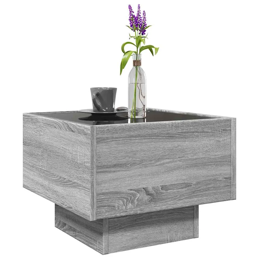 Table d'appoint et LED sonoma gris 40x40x30cm bois d'ingénierie - 5