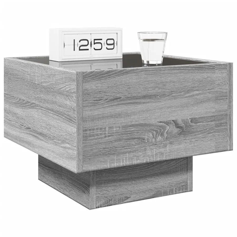Table de chevet avec LED infini sonoma gris 40x40x30 cm - 5