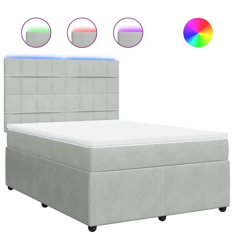 Sommier à lattes de lit et matelas Gris clair 140x190cm Velours - 2