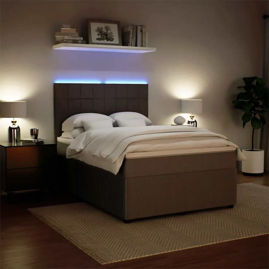 Sommier à lattes de lit et matelas Gris clair 140x190cm Velours - 5