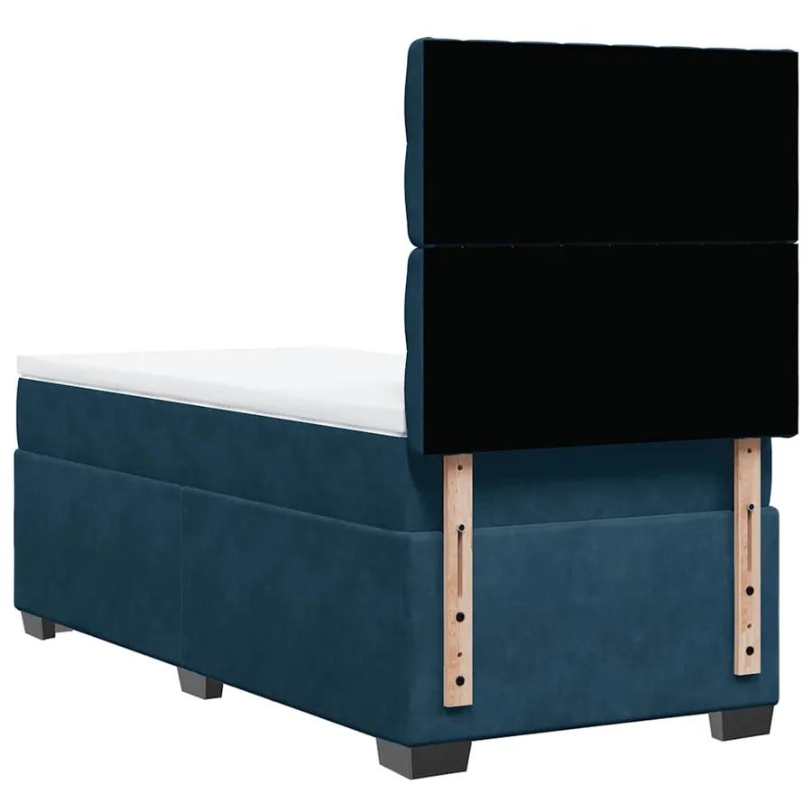 Sommier à lattes de lit avec matelas bleu 90x200 cm velours - 12