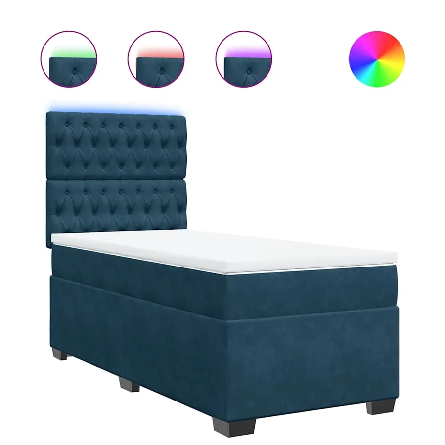 Sommier à lattes de lit avec matelas bleu 90x200 cm velours - 2