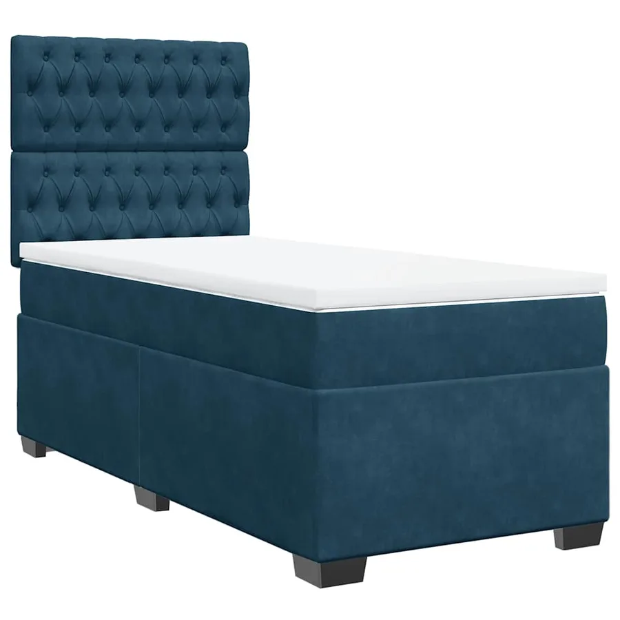 Sommier à lattes de lit avec matelas bleu 90x200 cm velours - 3