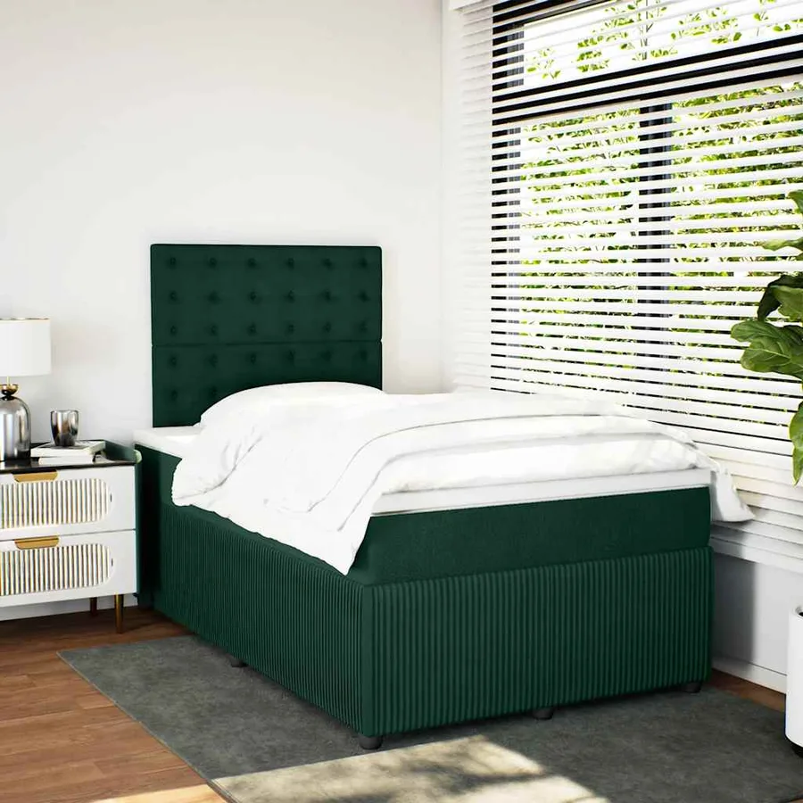 Sommier à lattes de lit avec matelas vert foncé 120x190 cm - 5