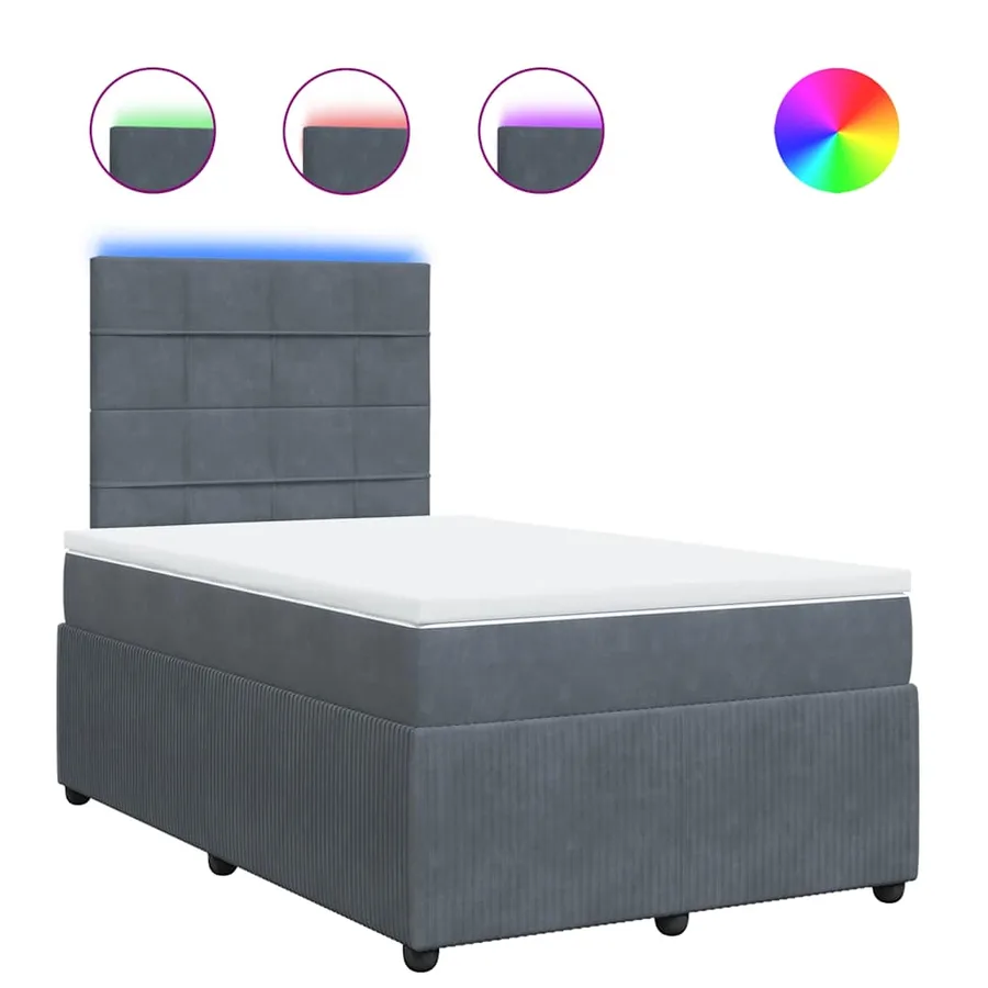 Sommier à lattes de lit et matelas gris foncé 120x190cm velours - 2
