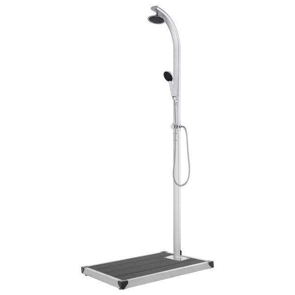Garden Shower with Base Grey 220 cm Aluminium