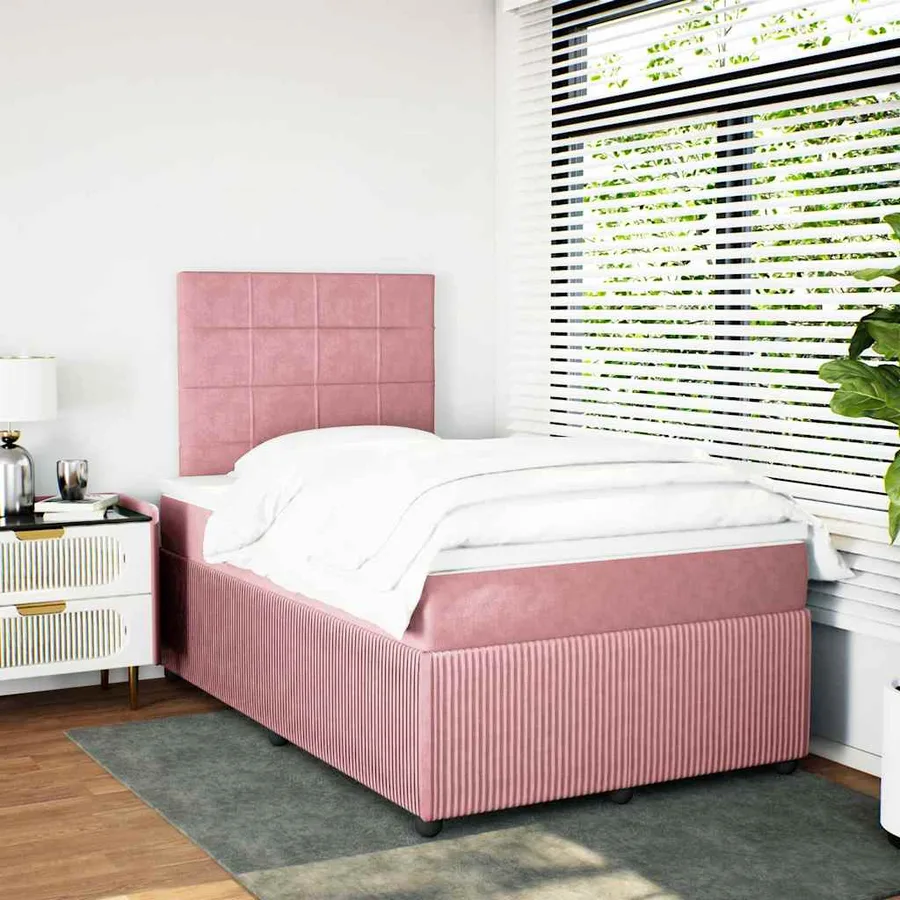 Sommier à lattes de lit avec matelas Rose 120x200 cm Velours - 5