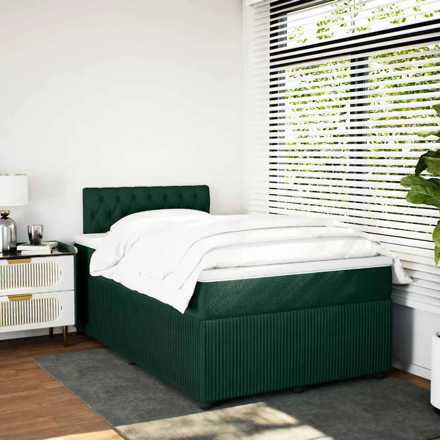 Sommier à lattes de lit avec matelas vert foncé 120x190 cm - 5