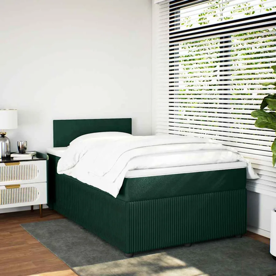 Sommier à lattes de lit avec matelas vert foncé 120x190 cm - 5