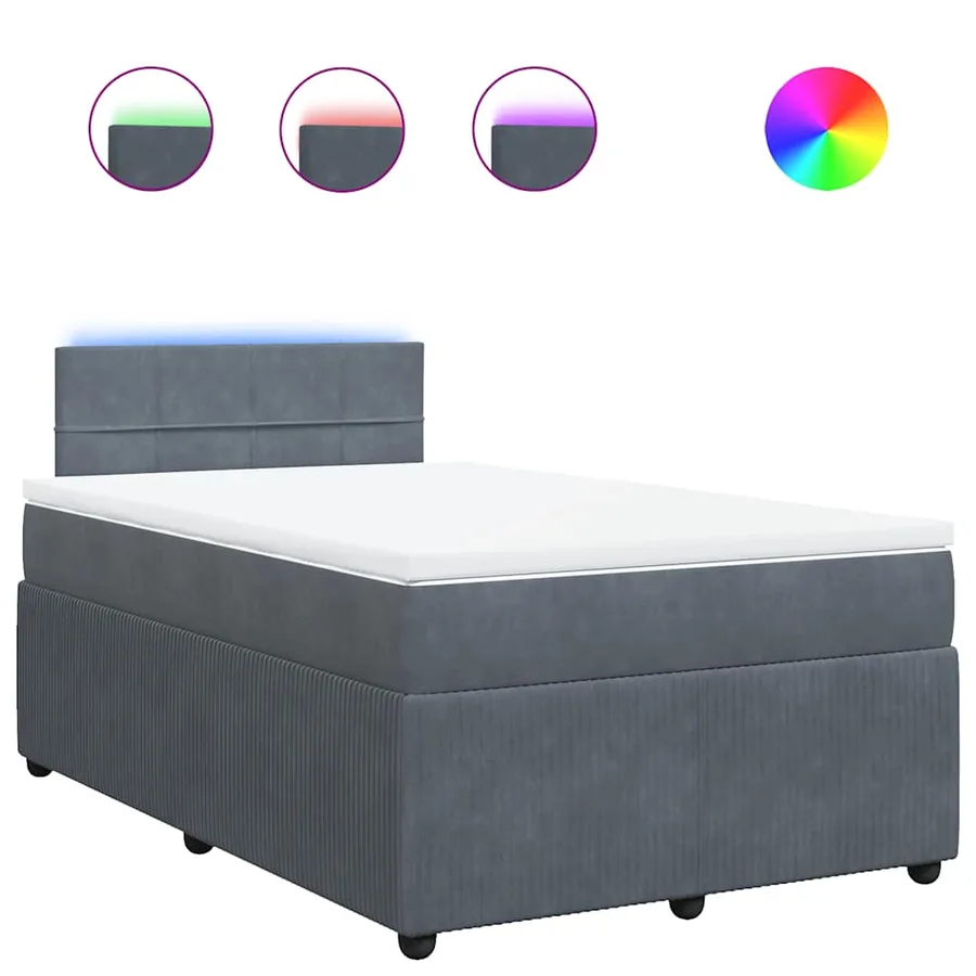 Sommier à lattes de lit et matelas Gris foncé 120x200cm Velours - 2