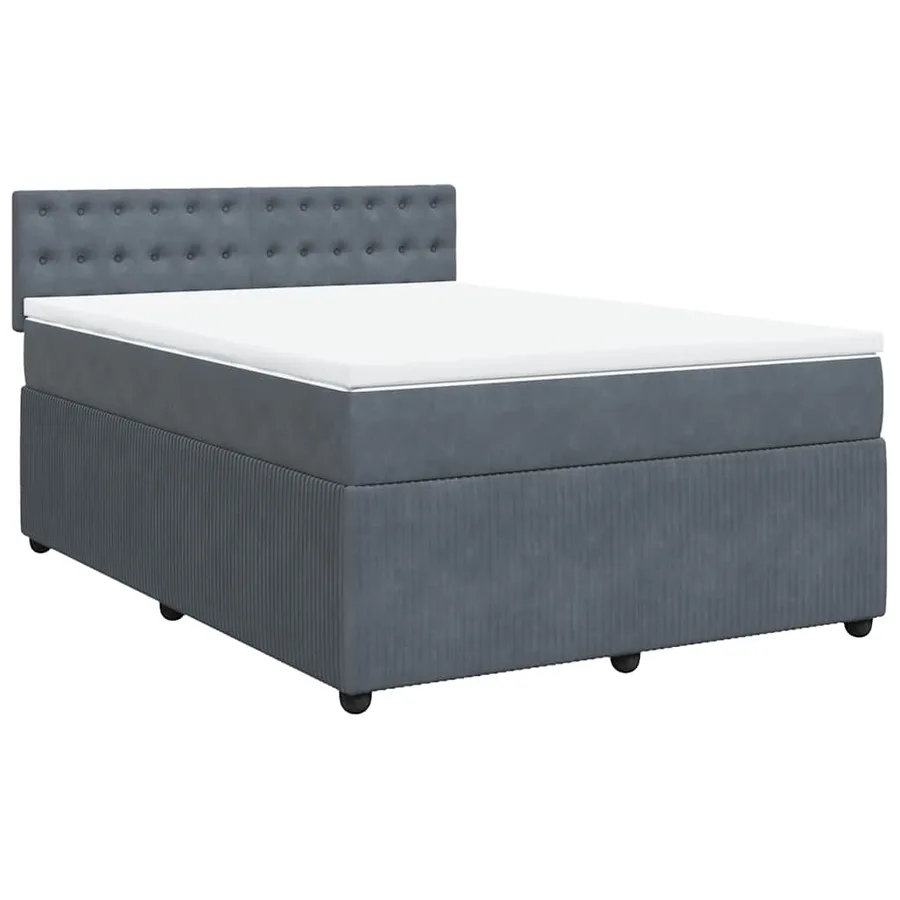 Sommier à lattes de lit et matelas Gris foncé 140x190cm Velours - 3