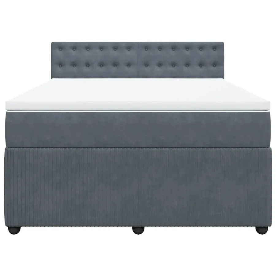 Sommier à lattes de lit et matelas Gris foncé 140x190cm Velours - 6
