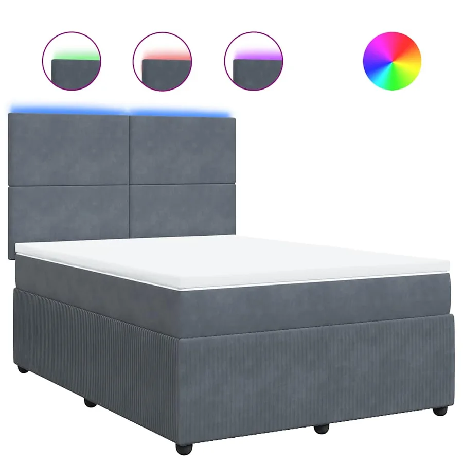 Sommier à lattes de lit et matelas Gris foncé 140x190cm Velours - 2
