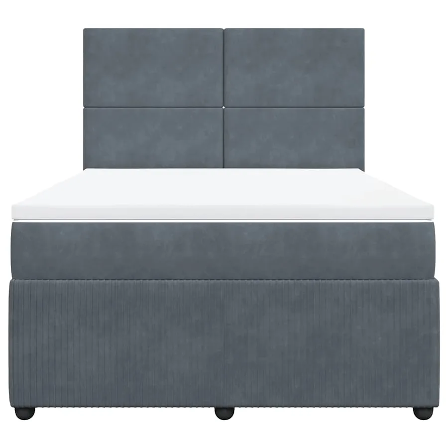Sommier à lattes de lit et matelas Gris foncé 140x190cm Velours - 6