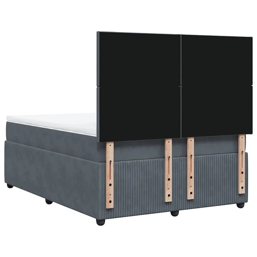 Sommier à lattes de lit et matelas Gris foncé 140x190cm Velours - 8