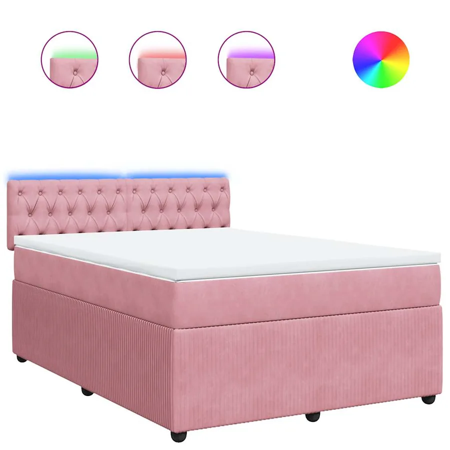 Sommier à lattes de lit avec matelas Rose 140x190 cm Velours - 2