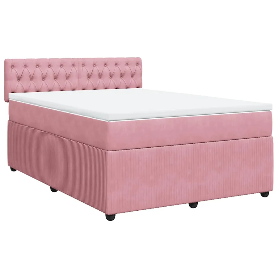 Sommier à lattes de lit avec matelas Rose 140x190 cm Velours - 3