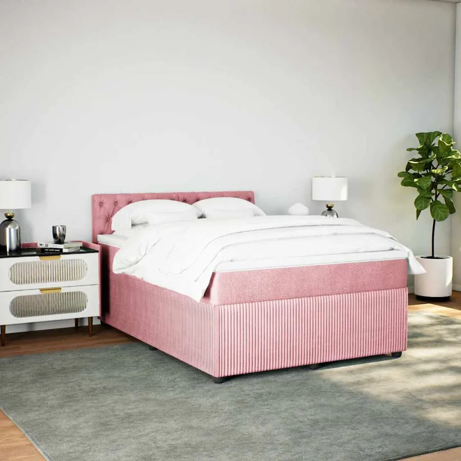 Sommier à lattes de lit avec matelas Rose 140x190 cm Velours - 5