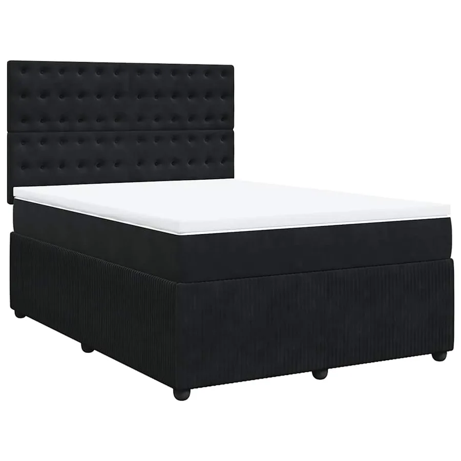 Sommier à lattes de lit avec matelas Noir 140x190 cm Velours - 3