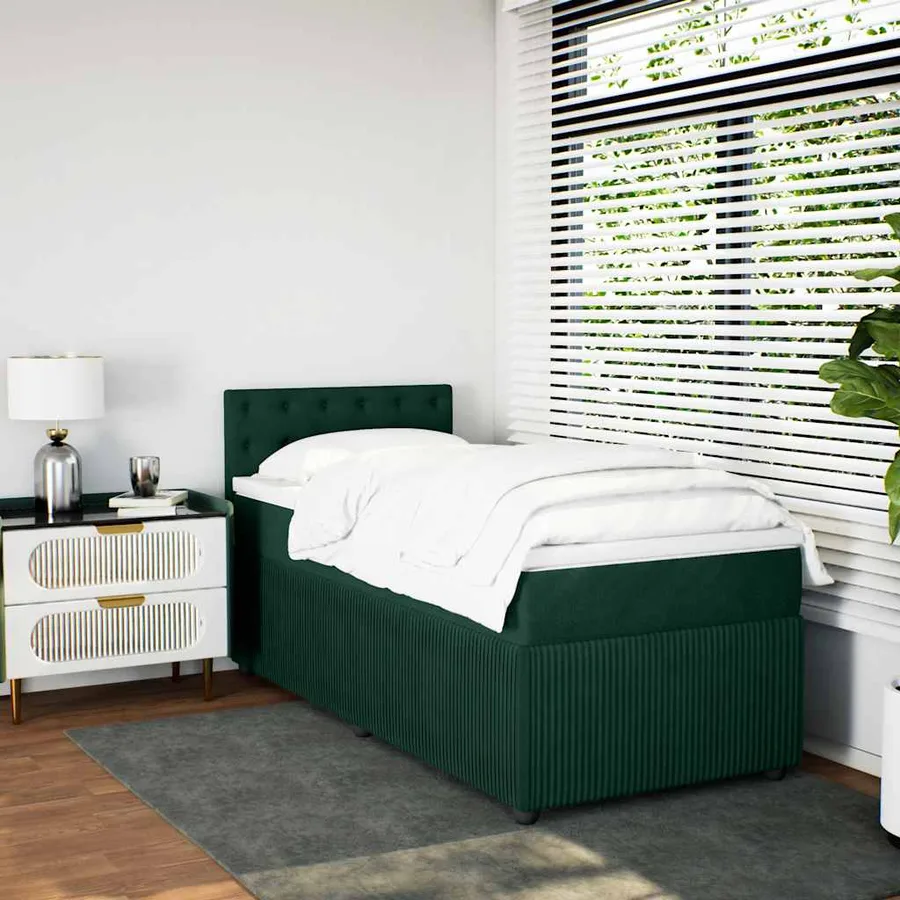 Sommier à lattes de lit avec matelas Vert foncé 90x190 cm - 4