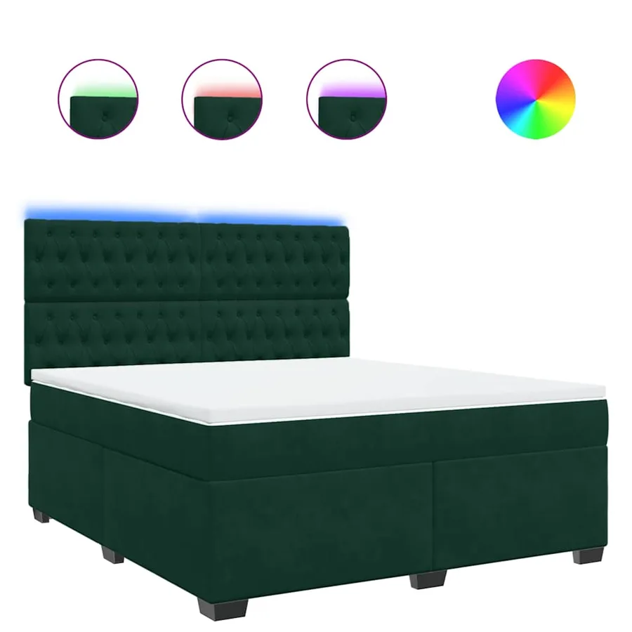 Sommier à lattes de lit et matelas Vert foncé 180x200cm Velours - 2