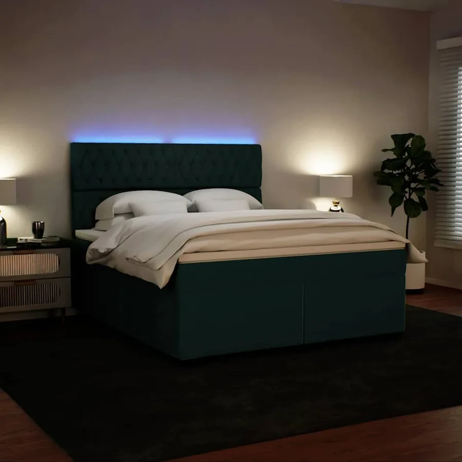 Sommier à lattes de lit et matelas Vert foncé 180x200cm Velours - 4