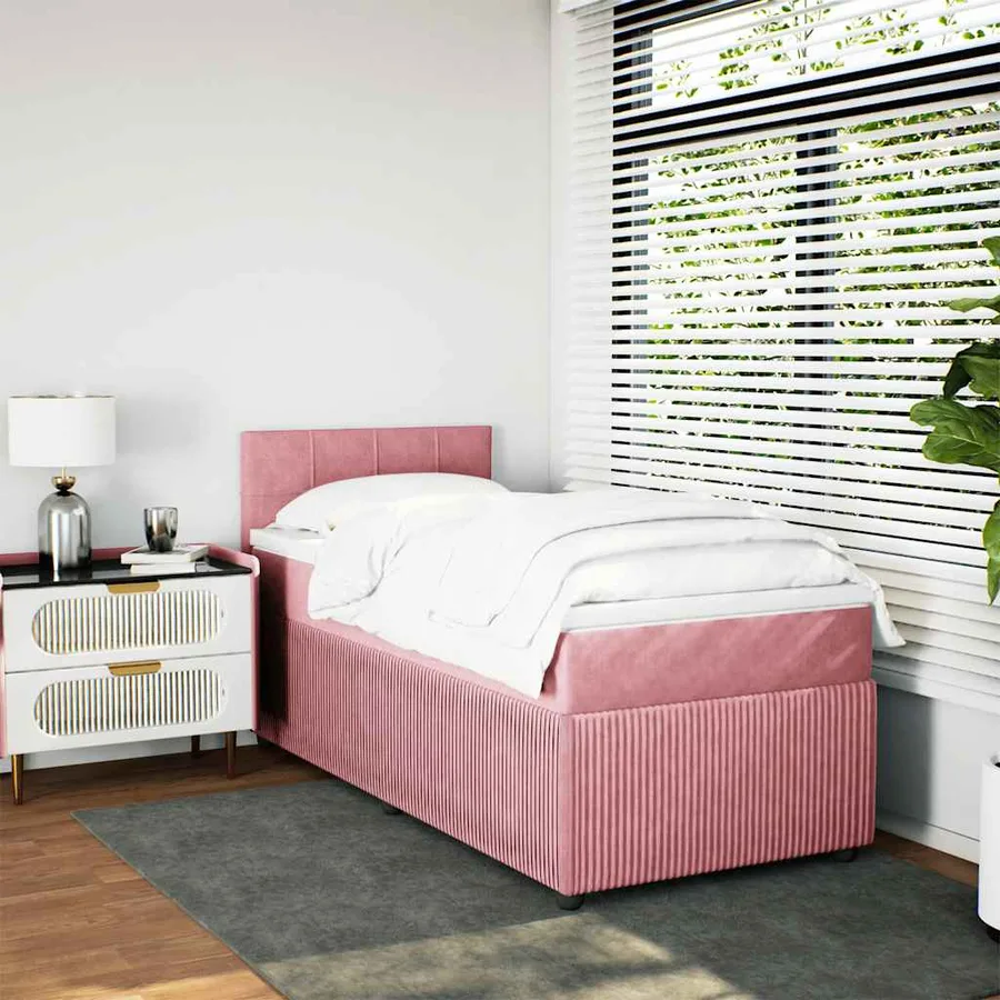 Sommier à lattes de lit avec matelas Rose 90x200 cm Velours - 4