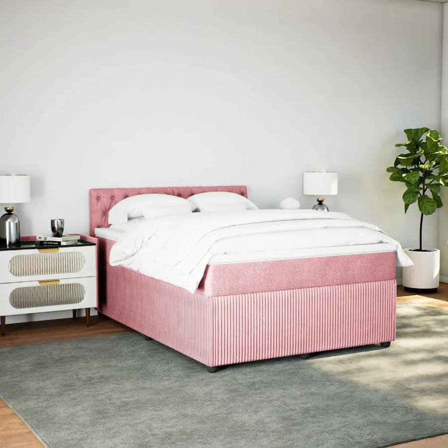 Sommier à lattes de lit avec matelas Rose 140x190 cm Velours - 3