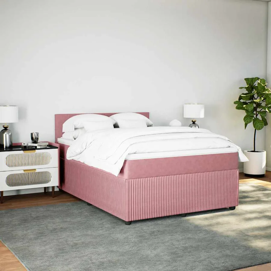 Sommier à lattes de lit avec matelas Rose 140x190 cm Velours - 5