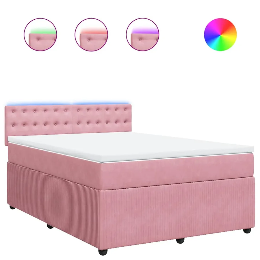 Sommier à lattes de lit avec matelas Rose 140x190 cm Velours - 2