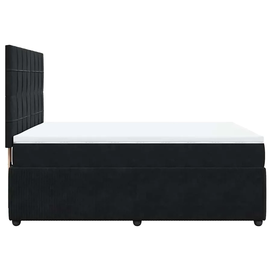Sommier à lattes de lit avec matelas Noir 140x190 cm Velours - 7