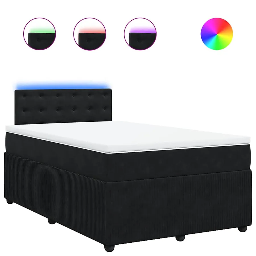 Sommier à lattes de lit avec matelas Noir 120x200 cm Velours - 2