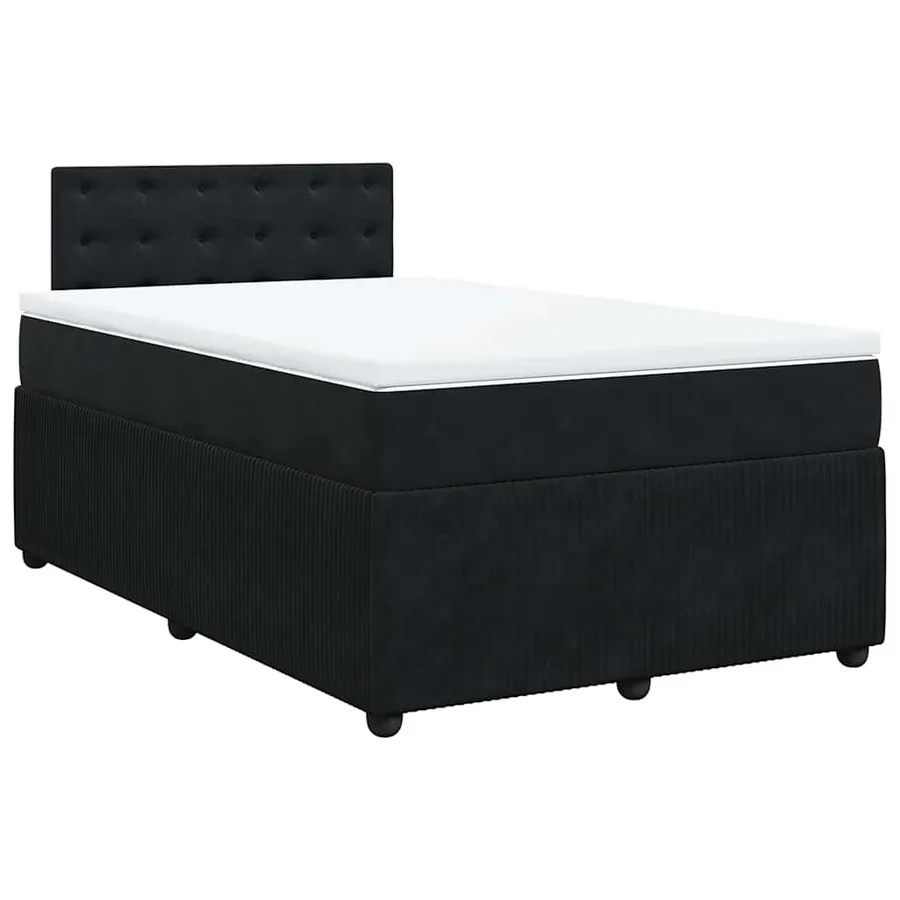 Sommier à lattes de lit avec matelas Noir 120x200 cm Velours - 3