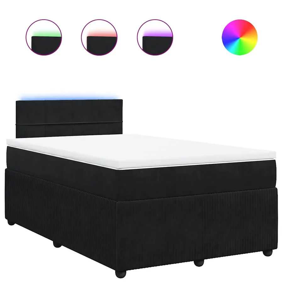 Sommier à lattes de lit avec matelas noir 120x190 cm velours - 2
