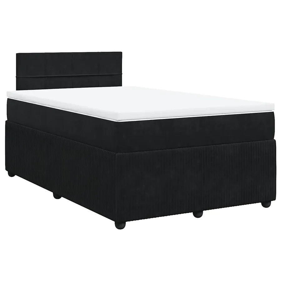 Sommier à lattes de lit avec matelas noir 120x190 cm velours - 3